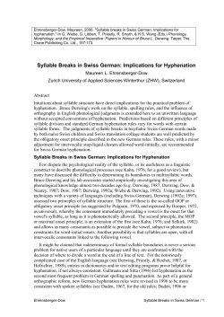 Syllable Breaks in Swiss German: Implications for Hyphenation