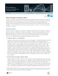 Board oversight of corporate culture