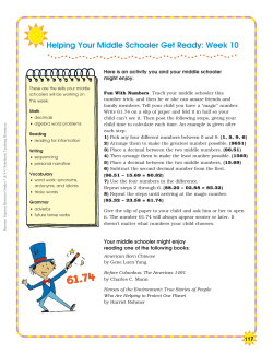 Helping Your Middle Schooler Get Ready: Week 10
