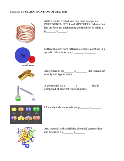 Chemistry 1.3 CLASSIFICATION OF MATTER Matter can be divided