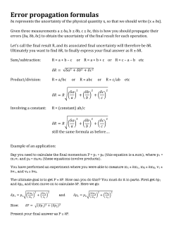 Error propagation formulas