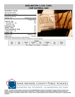 DARLINGTON 1.2 OZ. CHOC. CHIP OATMEAL BAR Nutrition Facts