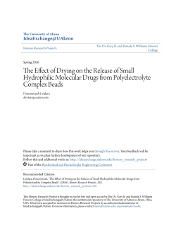 The Effect of Drying on the Release of Small Hydrophilic Molecular