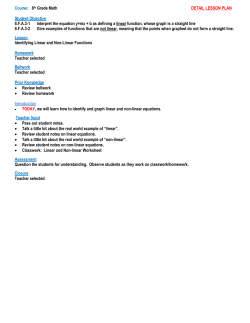 Course: 8th Grade Math DETAIL LESSON PLAN Student Objective 8