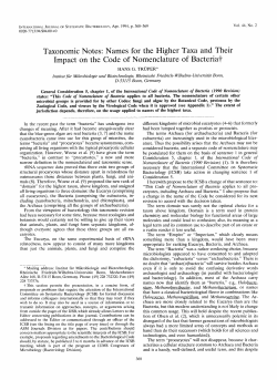 Taxonomic Notes: Names for the Higher Taxa and Their Impact on