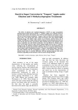 Starch to Sugar Conversion in "Tsugaru" Apples under Ethylene and