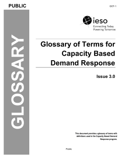 Glossary of Terms for Capacity Based Demand Response