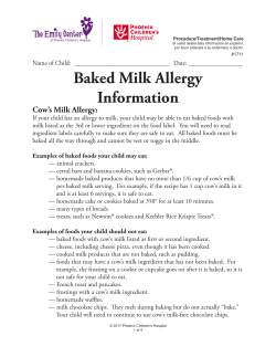 Baked Milk Allergy Information Cow`s Milk Allergy
