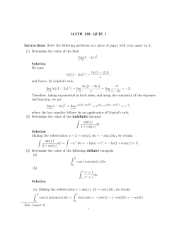 MATH 126, QUIZ 1 Solution Solution Solution