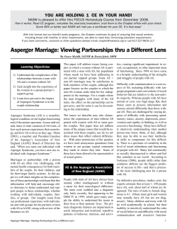 Asperger Marriage: Viewing Partnerships thru a - NASW-MA