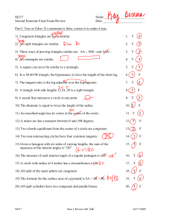 Part I: True or False: If a