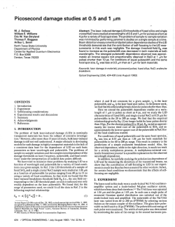 Picosecond damage studies at 0.5 and 1 J.Lm