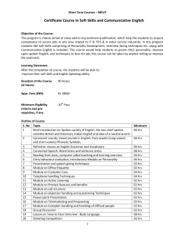Certificate Course in Soft Skills and Communicative English