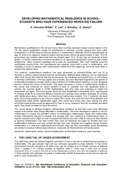 developing mathematical resilience in school