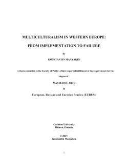 MULTICULTURALISM IN WESTERN EUROPE: FROM