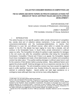 COLLECTIVE CONSUMER REDRESS IN COMPETITION LAW