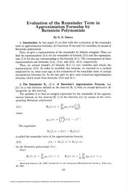 Evaluation of the Remainder Term in