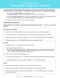 cover letter checklist - University of Technology Sydney