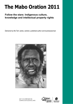 The Mabo Oration 2011 - Anti-Discrimination Commission Queensland