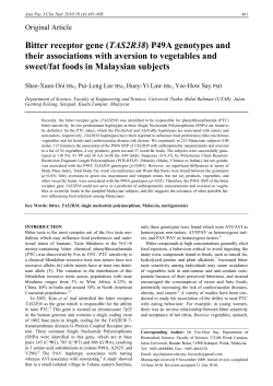 Bitter receptor gene (TAS2R38) P49A genotypes and their