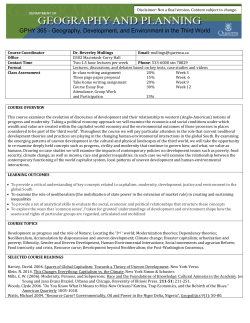 GPHY 365 - Geography, Development, and Environment in the Third