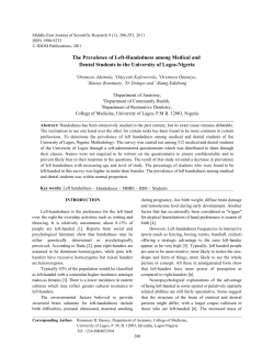 The Prevalence of Left-Handedness among Medical and Dental