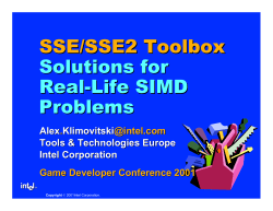 SSE/SSE2 Toolbox Solutions for Real