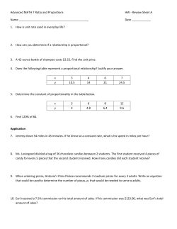 Advanced MATH 7 Ratio and Proportions HW
