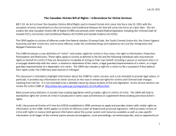 The Canadian Victims Bill of Rights &ndash; Information for Victim Services