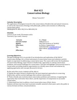 Biol 422 Conservation Biology