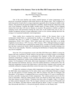 Investigation of the January Thaw in the Blue Hill Temperature Record