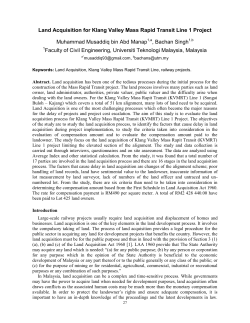 Land Acquisition for Klang Valley Mass Rapid Transit Line 1 Project