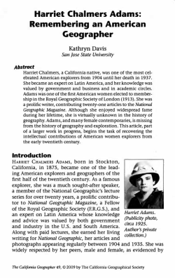 Harriet Chalmers Adams: Remembering an American Geographer