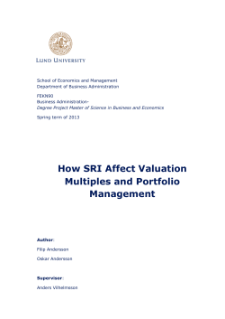 How SRI Affect Valuation Multiples and Portfolio Management