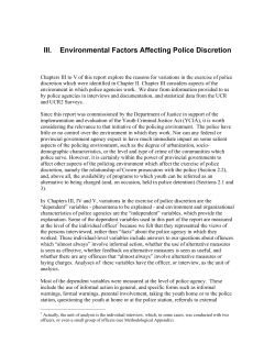 III. Environmental Factors Affecting Police Discretion