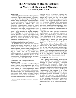 The Arithmetic of Health/Sickness: A Matter of Pluses and Minuses