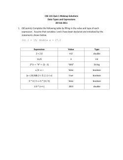 CSE 131 Quiz 1 Makeup Solutions Data Types and Expressions 28