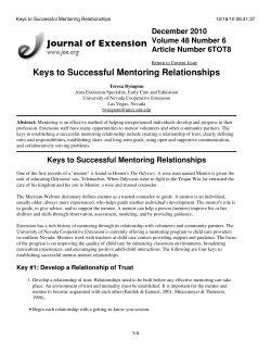 Keys to Successful Mentoring Relationships