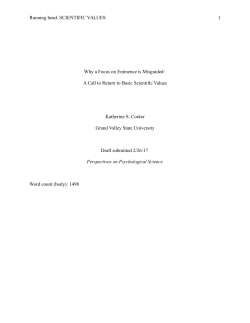 SCIENTIFIC VALUES Why a Focus on Eminence is Misguided