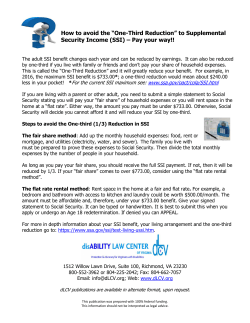 How To Avoid the One-Third Reduction to SSI