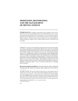 MEDITATION, RESTORATION, AND THE MANAGEMENT OF