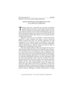 Prose Composition in Intermediate Latin