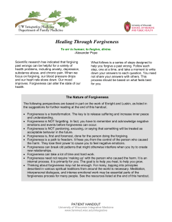 Healing Through Forgiveness - Department of Family Medicine and