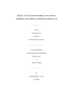 DEKADA `70 AND ACTIVIST MOTHERS: A NEW LOOK AT