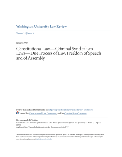 Constitutional Law&mdash;Criminal Syndicalism Laws&mdash;Due Process of