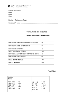 English Entrance Exam Final Mark