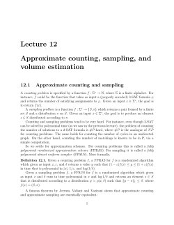Lecture 12 Approximate counting, sampling, and volume estimation