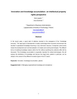 Innovation and knowledge accumulation&ndash;an intellectual property