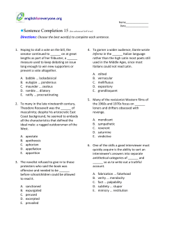 Sentence Completion 15 (low-advanced SAT level)