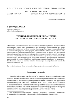 textual features of legal texts in the domain of